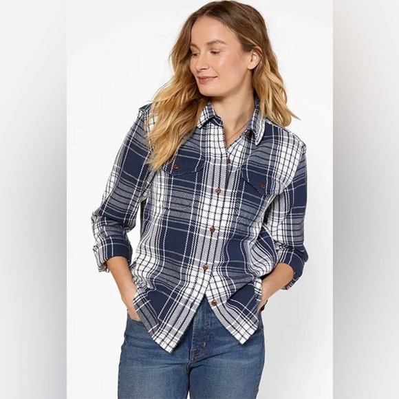 Outerknown Blanket Shirt in Atlantic Blue Bigbury Plaid - Picture 2 of 16